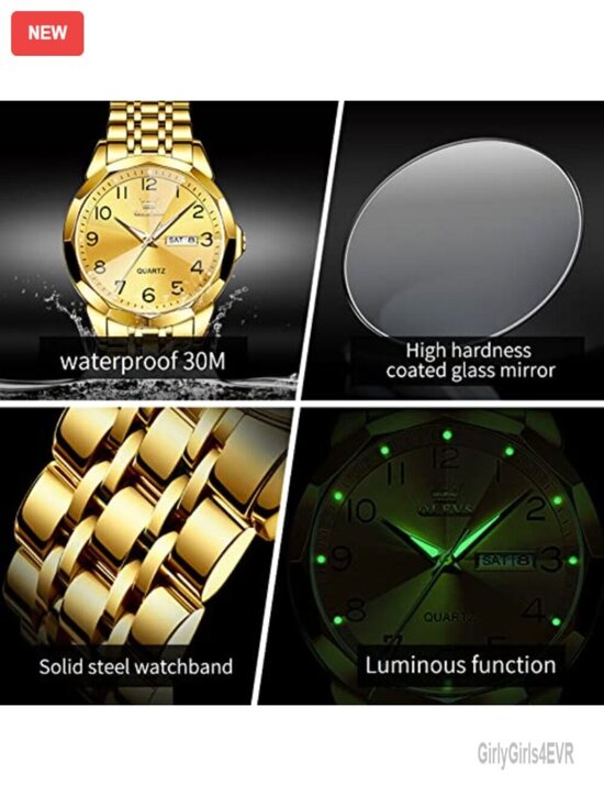 Large Face Unisex Diamond Luxury Dress Quartz Watch Waterproof Luminous Date
